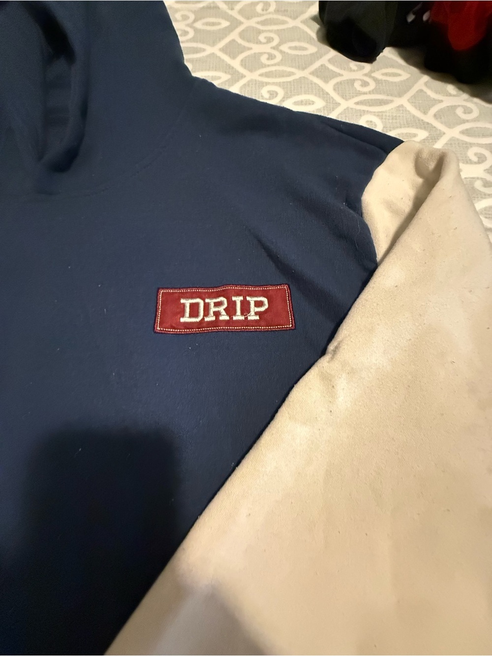 DRIP Navy & Cream Hooded Pullover - Picture 4 of 4